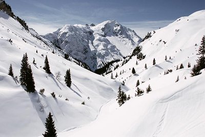 Snowy valley in the mountains