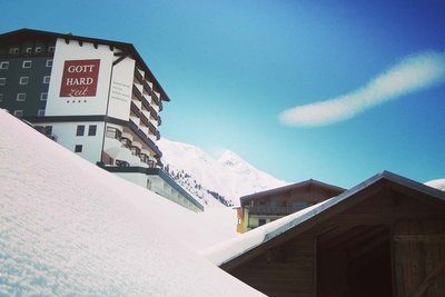 Hotels on a snowy slope