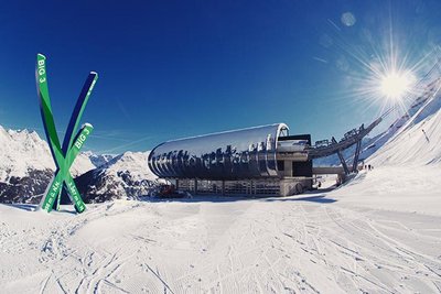 Ski lift station on a mountain