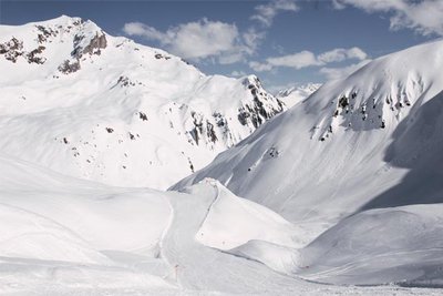 ski piste winding through the moutains